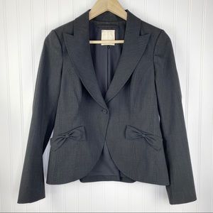 Rebecca Taylor Gray Wool Bow Blazer / Jacket Size 6
